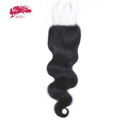 China Ali Queen Body Wave 4X4 Hd Transparent Body Wave Lace Closure, Raw Virgin Cuticle Aligned Hair Hd 4x4 Lace for sale