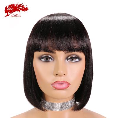 China Straght With Bang Wig Ali Queen Remy Human Hair Wigs With Bang, Straight Hair Lead Wigs With Bangs Machine Wigs for sale