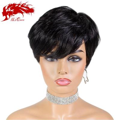 China Pixie Cut Loose Wave Ali Queen Hair 100% Pixie Cut Wigs For Black Women, Pixie Cut Straight Hair Wigs for sale