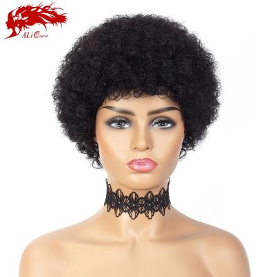 China Afro Wig Machine Wigs Full Ali Queen Short Afro Kinky Kinky Curly Colored Women Wigs Kinky Remy Human Hair Wigs For for sale