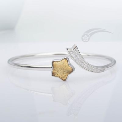 China Stylish 925 Sterling Silver Meteorite Bracelet Female Shooting Star Bangle 12 Mm for sale