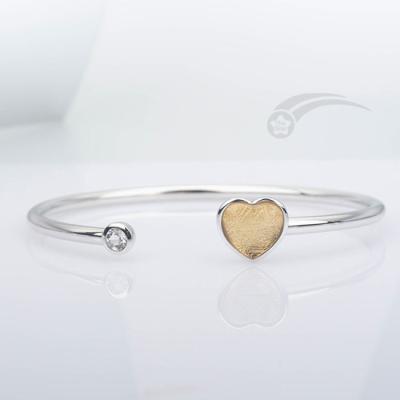 China 925 Sterling Silver Meteorite Bracelets Heart Bangle Bracelet 10mm for sale