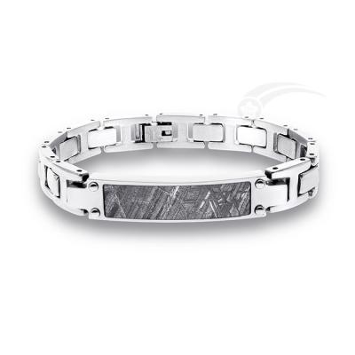 China Stylish Mens Meteorite Bracelet 18.5cm Stainless Steel Watch Band for sale