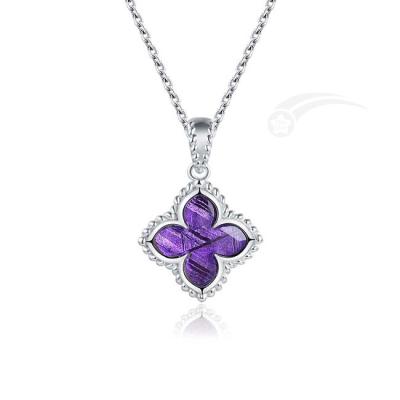 China Romantic Lilac Flower Meteorite 925 Pendiente de plata 12 mm en venta