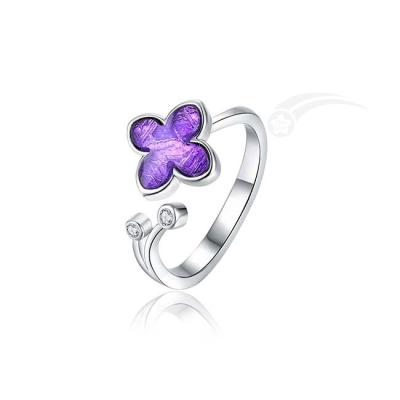 China Romantic Lilac Flower Ring Meteorite 925 Sterling Silver Ring 10mm for sale