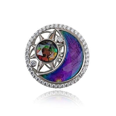 China Moon And Star Exquisite Meteorite 925 Sterling Silver Pendant With Ammolite for sale