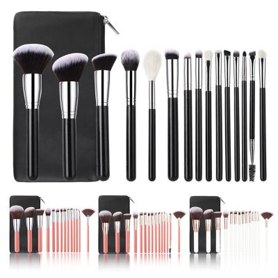 China FEIYAN Multifunctional Makeup Brushes Manufacturers 2022 Vegan Super Soft Hair Tool 15 Pieces Black Silver Private Label Make Up Brushes With Bag for sale