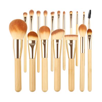 China Angular Blush Private Label 18 Pcs Custom Logo Cosmetic Bamboo Make Up Brush Set for sale