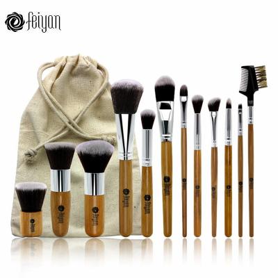 China Premium 12Pcs Custom Logo Handle Private Label Makeup Brushes Organic Bamboo Vegan for sale