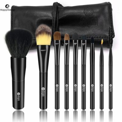 China Angular Blush Feiyan Luxury Black 9pcs Acrylic Grip Goat Hair Makeup Brushes Private Label Squirrel for sale