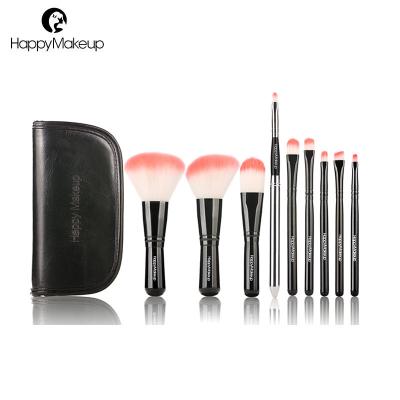 China Other New High Quality Fashion 9pcs Makeup Set Happy Makeup Brush Set With PU Zipper Bag for sale