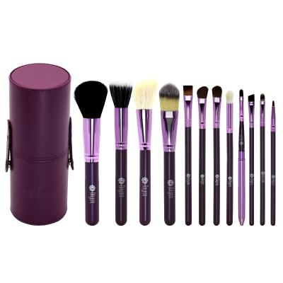 China Other Feiyan Factory 12pcs Purple Colors Soft Goat Hair Contour Makeup Brush With Cylinder for sale