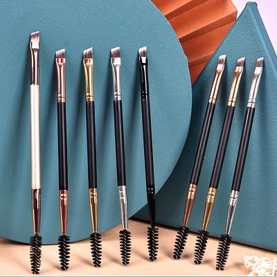 China FEIYAN Multifunctional Wholesale Customize Eyebrow Mascara Lash Brush 2 in 1 Double Side Spoolie Angled Eyebrow Brush for sale