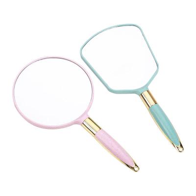 China FEIYAN Round Makeup Mirror Portable Long Handle Plastic High Quality Plastic Custom Logo Lighted Handheld Mirror Shenzhen for sale