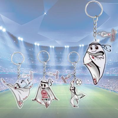 China As shown in Drawing La'eeb New Arrival 2022 Custom Qatar World Cup La'eeb Mascot Logo World Cup Plastic Key Chain Bag Key Chains for sale