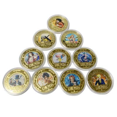 China One Piece Cartoon Commemorative Collectible Anime Coins Europe Anime Badge Toys For Kid Children Christmas Gift for sale