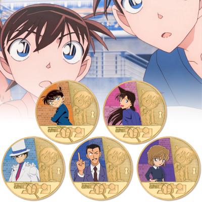 China Europe Detective Conan Anime Commemorative Coins Cartoon Collectible Anime Badge Commemorative Toys For Kid Children Christmas Gift for sale