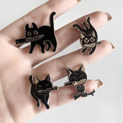 China Wholesale Cheap Cat Black Nickel Plated Cute Lapel Cartoon Badge Europe Anime Metal Hard Soft Enamel Pin for sale