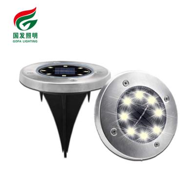 China Hot Selling Garden Sensor Lawn Stainless Steel Disc Smart Solar Security Powered Led Solar Ground Walkway Lights Outdoor for sale