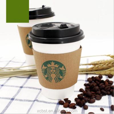 China 7oz Sleeve Disposable Paper Hot Drink Cup Coffee Paper Cups With Handle Large Tea Cup for sale