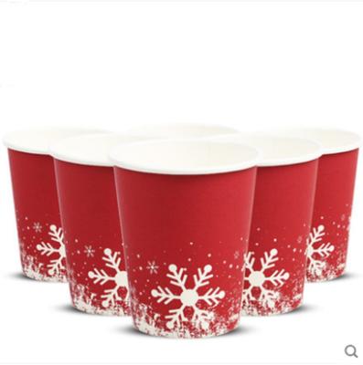 China Disposable Thickening Scald Christmas Snowflake Paper Water Coffee Cup for sale