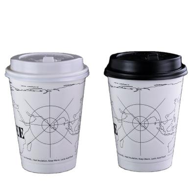 China Insulation Paper Coffee Cup Disposable Hollow Card Embossing And Packing Hot Drink Cup With Lids for sale