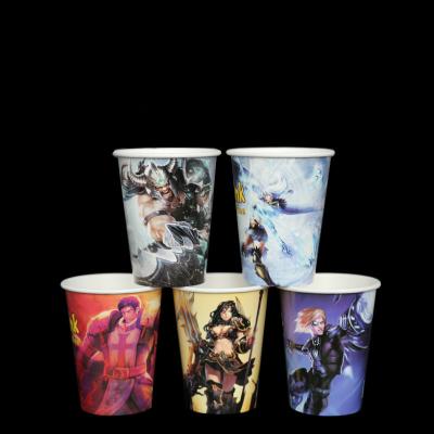 China Hero League Disposable Ancient Paper Cup Thickened Net Bar Milk Tea Cup With Lids for sale