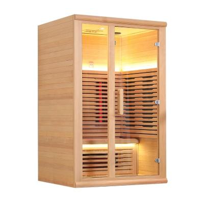 China Newest Computer Control Panel Design Luxury Factory Wooden 2 Person Sauna Room Far Infrared Indoor Sauna for sale