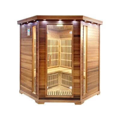 China Five Room Five Room Infrared Corners Computer Control Panel Red Cedar Sauna Sauna Dry Room for 4 Person for sale