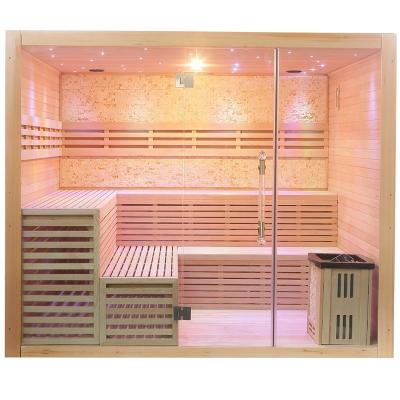 China Computer control panel indoor hemlock/red cedar 5-8 person height sauna room indoor steam sauna for sale for sale