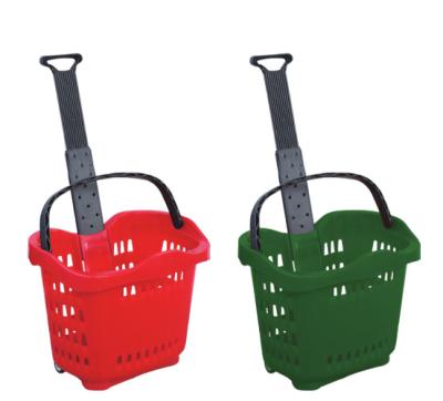 China Large Durable 55L Basket Supermarket Shopping Cart With 2 Wheels for sale