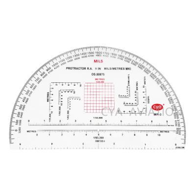 China Outdoor Map Reading 9 Inch Semi Circle Map Protractor MILITARY MILES / DOSE Army Protractor for sale