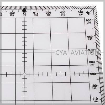 China Pilot Flying Training 2mm Thickness Square Aviation Ruler Nautical Navigation Protractor#PP1 Grid for sale