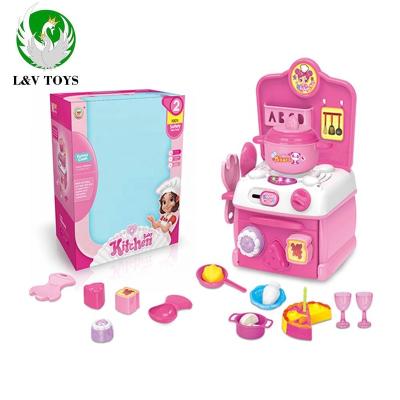 China Cooking Play Toys Kitchen Set Hot Pink Wholesale Toy For Girl Children Playing Fun With Music for sale