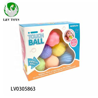 China Different Model 6pcs/Set Toy Hand Touch Bath Ball Baby Training Massage Ball Soft Baby Bath Toys Touch Ball With Noise Making for sale