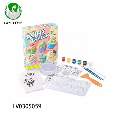 China Hot Wholesale Kids Paper Gypsum Painting Toys With Princess/Cake Model For Children Playing Creation Colors for sale