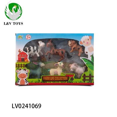 China Funny Toy Hot Vinyl Material Cartoon Educational Farm Animal Toys Different Design Packing By Window Box 6 PC For Kids Fun And Learn for sale