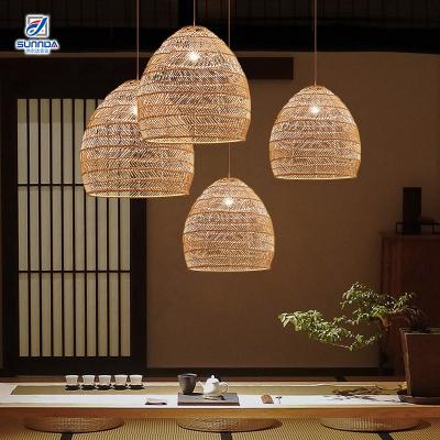 China Traditional Creative Natural Bamboo Handmade Pendant Lamp Rattan Cover Rattan Cover Led String Hanging Light For Cafe Restaurant Hotel for sale