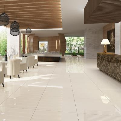 China Europe Low Price Glass Interior Floor Wax Crystal Tiles For Building Material Tulip Ivory White Look Glossy Porcelain Tile for sale