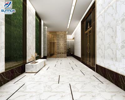 China CLASSIC High Quality Low Water Absorption Gold Wire Glazed Carrara Look Tiles Marble Wall Look Vitrified Ceramic Flooring Tiles for sale