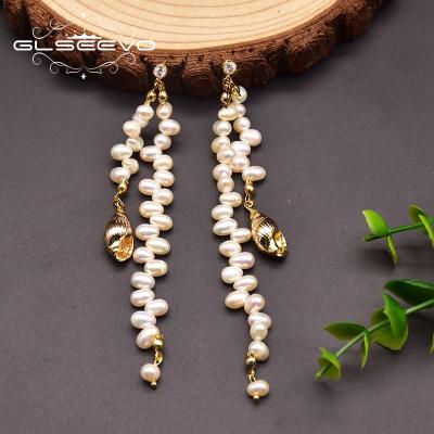 China Ethnic Fashion Exaggerated Natural Conch Dangle Earrings 925 Sterling Silver Ear Pin Pearl Earrings Gift For Girls for sale