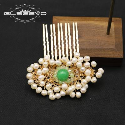 China PEARL Pearl Green Natural Freshwater Jade Personalized Hairwear For Women Sorority Gifts Original Design Luxury Handmade Fine Jewelry for sale