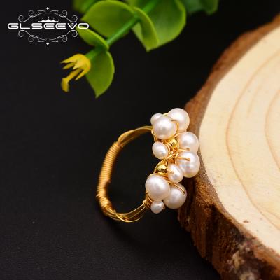 China Ethnic Natural White Freshwater Pearl Rings For Women Wedding Ring Jewelry Hot Handmade for sale