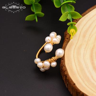 China CLASSIC Natural White Freshwater Pearl Adjustable Rings For Women Wedding Handmade Ring for sale