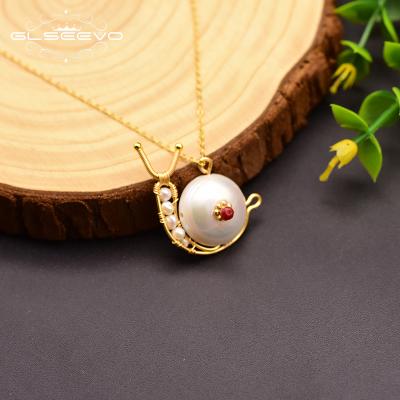 China 925 Sterling Silver Cute Inset Snails Ethnic Pendant Necklace For Women Ladies Party Wedding Jewelry for sale