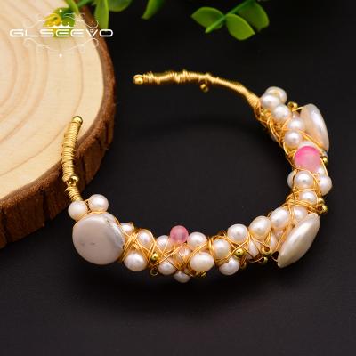 China Natural Vintage Freshwater Pearl Adjustable Bangle&Bracelet For Women Wife Custom Wedding Handmade Jewelry for sale