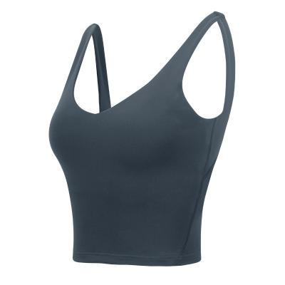 China Wholesale 2021 fitness yoga bra factory female high intensity gatherer small V-neck sports breathable running vest underwear for sale