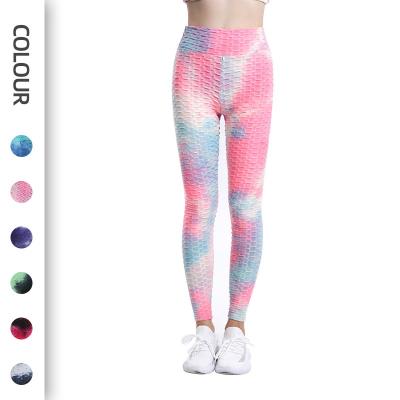 China OEM Breathable Sports Pants Women's Hip-Lifting High-waist Plus Size Yoga Fitness Bubble Pants Tie-Dye Yoga Pants Women for sale