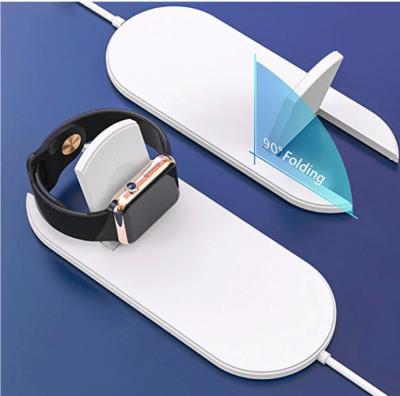 China White 5W 7.5W 10W 2 in 1 fast wireless charger pads for iPhone and iWatch with QI standard,ST solution for sale