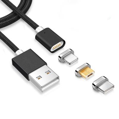 China 3 in 1 magnetic cable,1M Nylon braided + aluminum shell,2A fast charging for sale